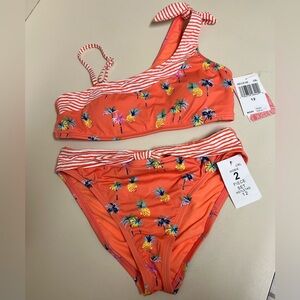 Hobie Girls Pineapple Paradise One Shoulder Bralette Swim Set - Size 12 - NWT